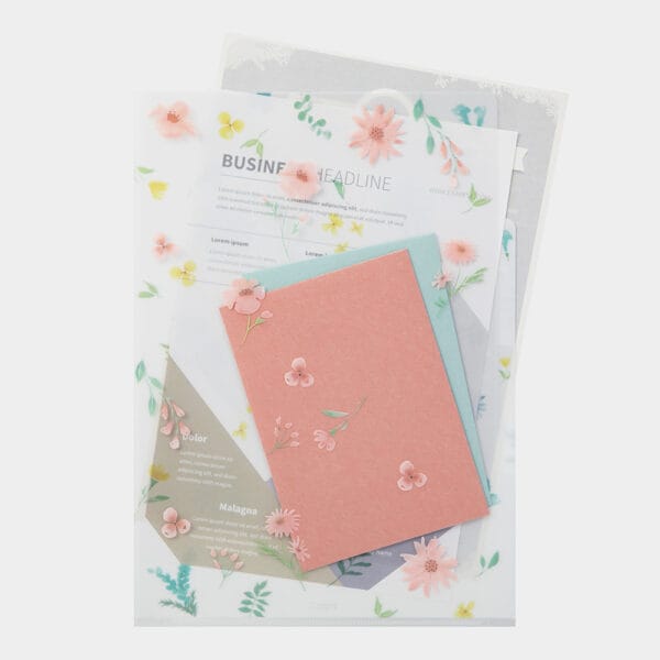Midori 3 Pockets Clear Folder - Flowers B - Image 3