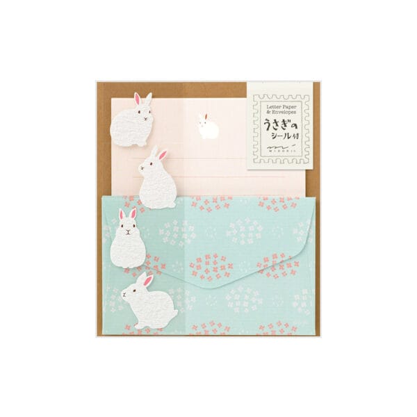 Midori MD Mini Letter Set with Stickers 514 Rabbit A` - Image 2