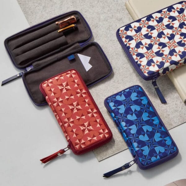 Kyokuhaku Archaeology Zippered 3 Slots Pen Case - Red Pattern - Image 3