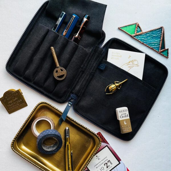 Kyokuhaku Archaeology Zippered 5 Slots Pen Case - Red Pattern - Image 2