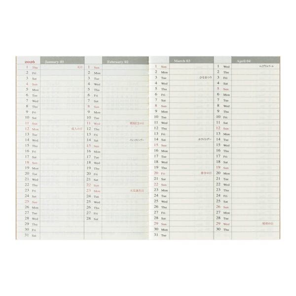 TRAVELER’S notebook Passport Size Refill 2026 Weekly - Image 3