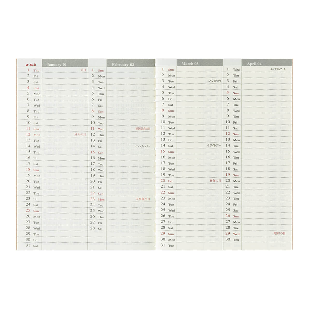 ScribePH-Traveler's Notebook-TRAVELER'S notebook Passport Size Refill 2026 Weekly (3)