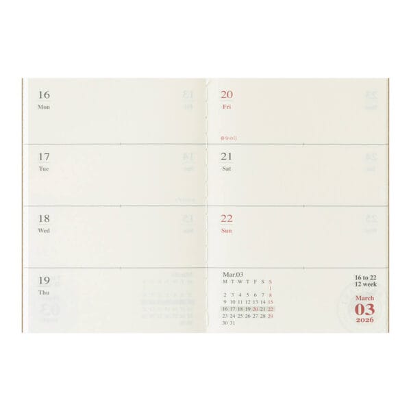 TRAVELER’S notebook Passport Size Refill 2026 Weekly - Image 4