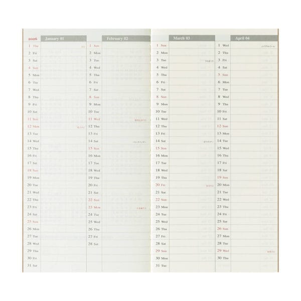 TRAVELER’S notebook Regular Size Refill 2026 Weekly + Memo - Image 3