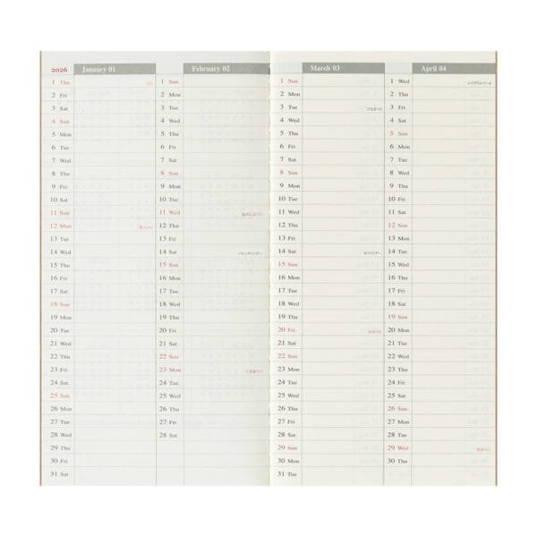 TRAVELER’S notebook Regular Size Refill 2026 Weekly Vertical - Image 3