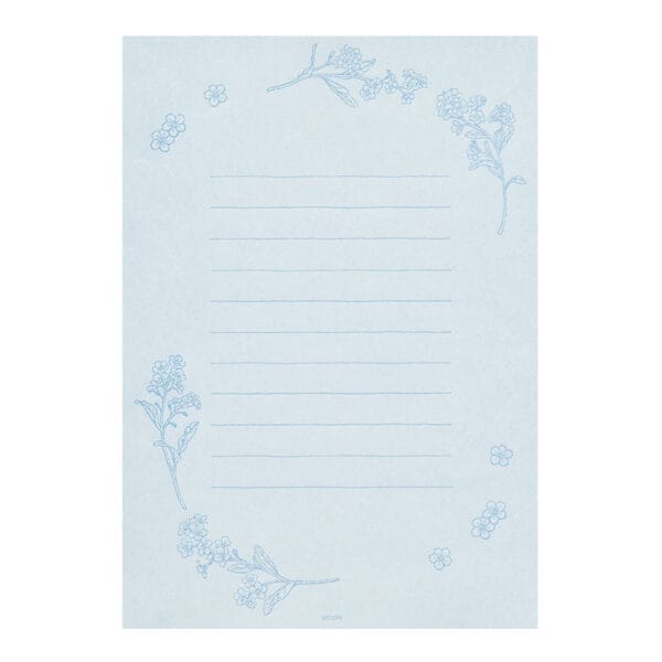 Midori Letter Set 932 with Envelope Floral Washi Paper - Blue A - Image 2