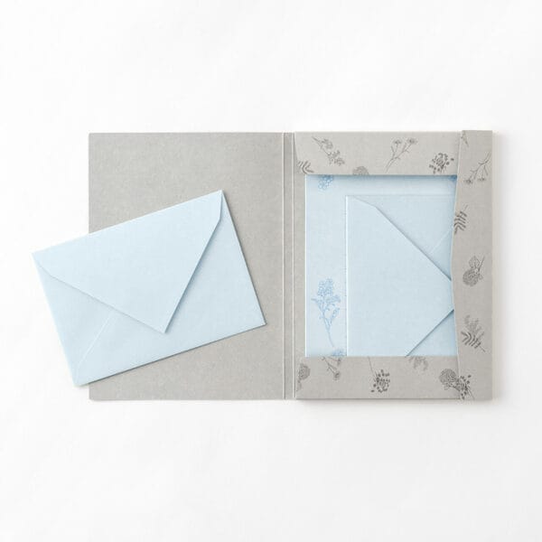 Midori Letter Set 932 with Envelope Floral Washi Paper - Blue A - Image 4