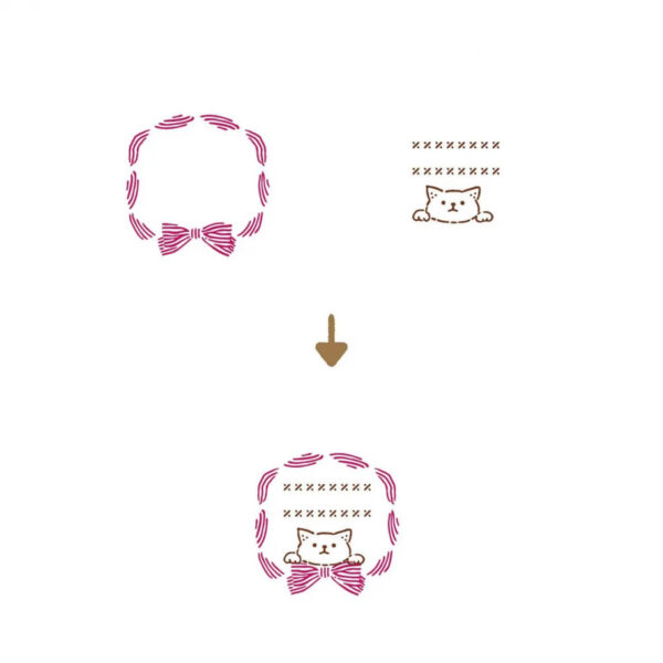 Kutsuwa Hancoco Hanko Slide Stamp - Cat/Ribbon - Image 3