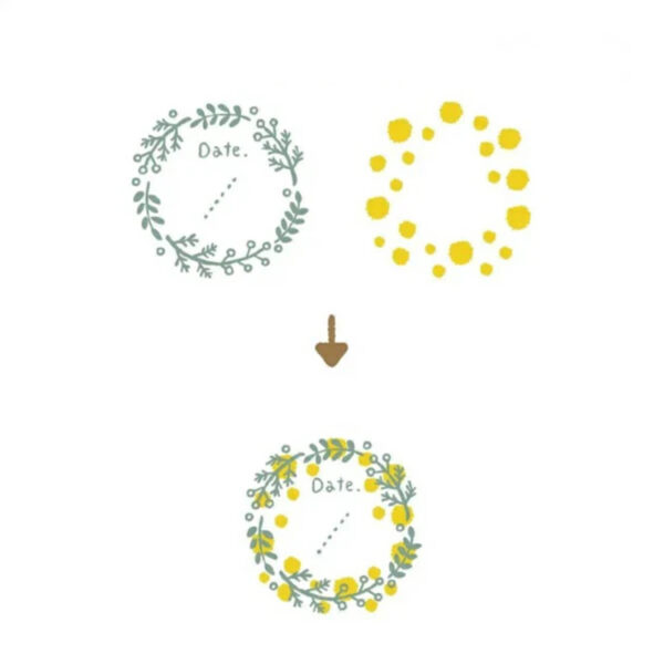 Kutsuwa Hancoco Hanko Slide Stamp - Mimosa Wreath - Image 3